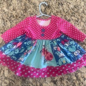 Eleanor Rose- fall dress- 12 months- pink and blue